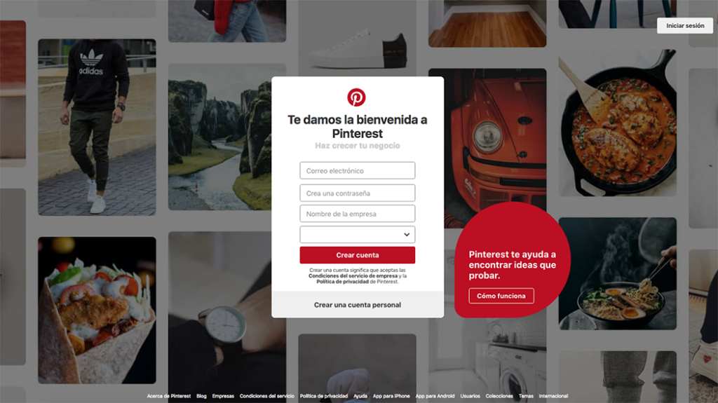 Pinterest - Crea una cuenta de empresa